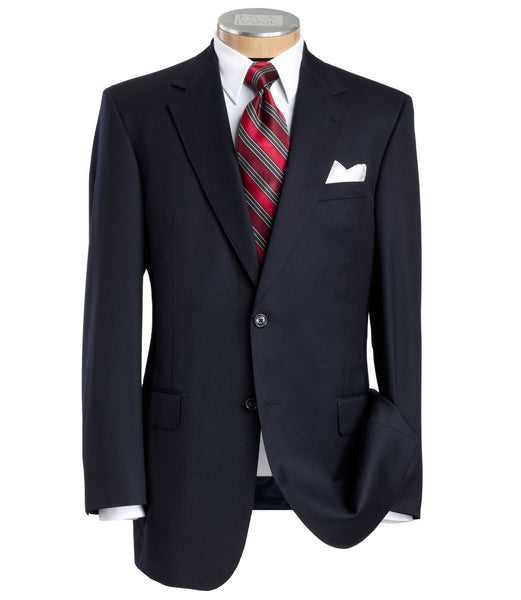 suit with red tie