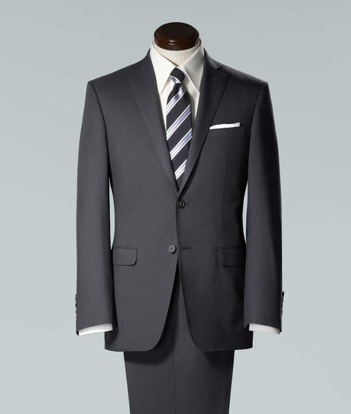 suit with grey tie