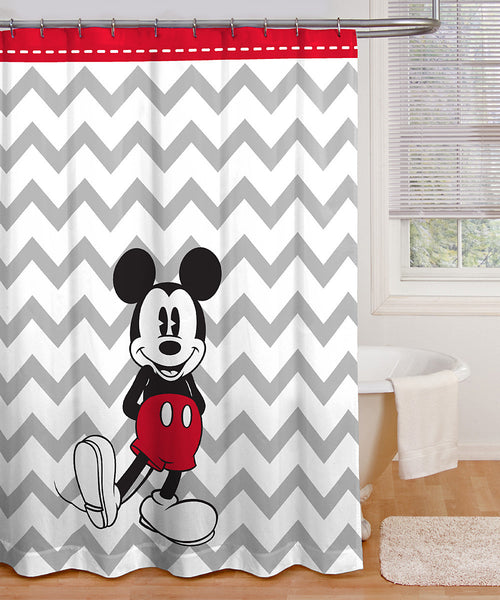 Gray Chevron Mickey mouse Shower Curtain